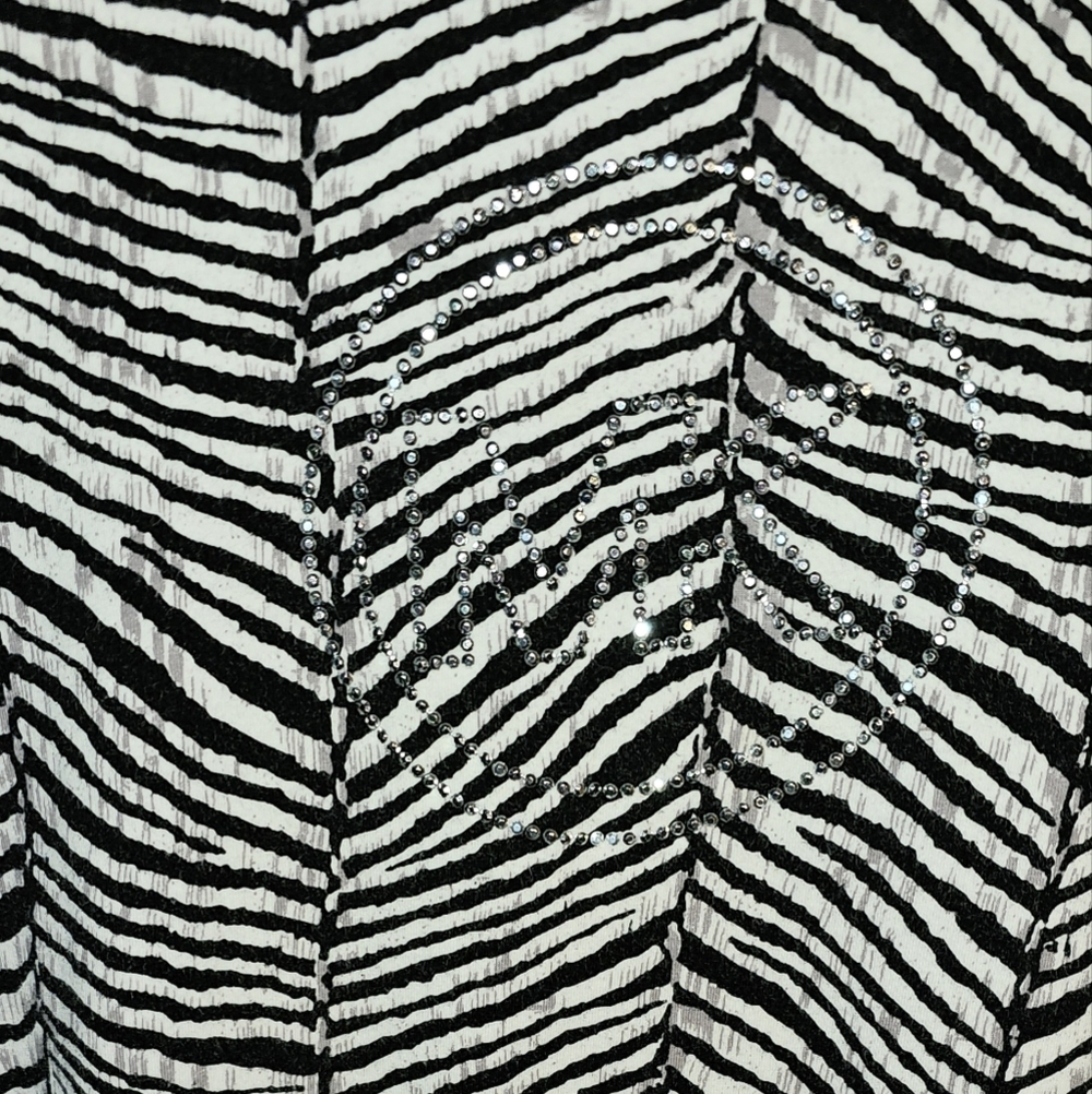 MICHAEL KORS-WOMEN'S STONE Sequins Enhanced, Zebra Print Long Sleeve Top, SIZE M - Picture 4 of 9